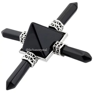 Ágata negra Ojo de tigre Cristal de cuarzo espiritual Generador de energía de 4 puntos Feng Shui Bola tallada Globo Piedra preciosa Farhancrystal - Product Image 1