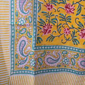 Venta caliente indio Floral bloque impreso gasa bufanda hecha a mano algodón playa cubierta Sarong amarillo étnico largo tradicional verano - Product Image 4