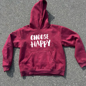 Sudadera con capucha de invierno de manga larga granate para hombre 100% forro polar de algodón con detalle de diamantes de imitación - Product Image 2