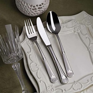 Plata Pulida Diseño en relieve Mango largo Colección de metal Acero inoxidable Venta al por mayor Cubiertos de restaurante al aire libre - Product Image 1
