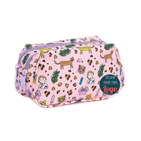 Pochette de rangement grande capacité, pochette de cosmétiques en nylon entièrement imprimée, pochette de voyage à fermeture éclair, organiseur de toilette, trousse de maquillage de voyage