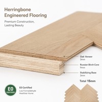 Plancher en chêne blanc à chevrons de 15 mm |   Noyau de bouleau russe |   Certifié E0 |   Disponible en RTS