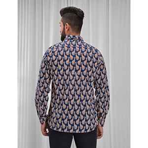 Chemise pour homme, 100% coton, imprimée avec des motifs floraux à pois, décontractée, manches longues, options de tissu popeline Oxford, fabrication ODM/OEM - Product Image 5