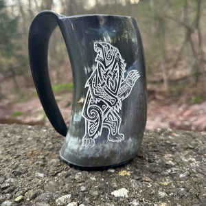 Authentic Eco-Friendly Viking Horn <b>Mug</b> Handmade Buffalo Horn Food Grade Medieval Style Religious Feng Shui Animal Beer <b>Mug</b> - Product Image 1