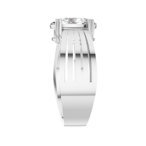 Bague de fiançailles en or massif 14 carats avec moissanite ovale de 2,5 carats pour la mariée et le marié - Product Image 2