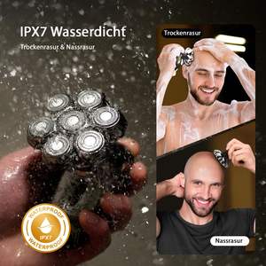 Kit de rasoir électrique 5-en-1 pour homme, étanche IPX7, rasoir rotatif à double lame, utilisation humide/sèche pour le visage, le corps et la barbe, avec têtes de rechange - Product Image 2