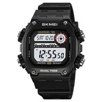 Montre numérique classique rétro pour homme SKMEI 2126, boîtier carré, étanche 50 m, quartz sport avec affichage LED, chronographe 5 ATM