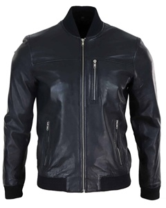 Men's Genuine Leather Bomber Jacket - Product Image 1