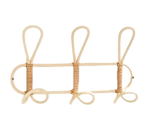 Gancho de pared multiusos de bambú de madera, acabado trenzado de ratán Natural tejido de alta calidad, precio directo de fábrica - Product Image 1