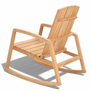 Chaise à bascule de jardin en teck moderne, mobilier de patio extérieur, chaise à bascule en bois massif de luxe, résistante aux intempéries, pour le loisir - Product Image 4