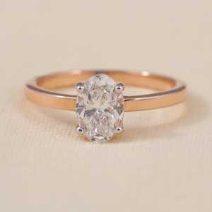 แหวนหมั้นเพชรเพาะเลี้ยงทรงรี ความใส VS1 สี F ตัวเลือกเงินสเตอร์ลิง/ทอง/แพลตตินัม แหวนเพชรดีไซน์หรู - Product Image 3