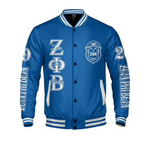 Zeta phi เสื้อแจ็กเก็ตแพทช์ผ้ากำมะหยี่สำหรับสมาคมรุ่นเบต้า1920สีฟ้าสีขาว zpb - Product Image 4