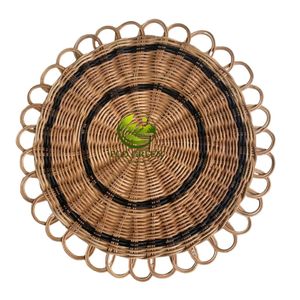 Wholesale Handmade Rattan <b>Placemat</b> <b>Round</b> Eco Friendly Woven Coaster Table Mat Bohemian Home Easy Use Reusable Wall Hanging Decor - Product Image 2