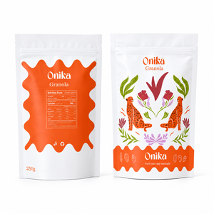 Sachet Doypack Personnalisé Refermable Qualité Alimentaire pour Granola, Flocons d'<span class=keywords><strong>Avoine</strong></span>, Muesli, 250g, Finition Mate, Ziplock, Motif <span class=keywords><strong>Arabe</strong></span> - Product Image 3