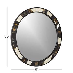 Modern Boho Chic Round Wall <b>Mirror</b> Handcrafted with Elegant Horn & Bone Inlay Decorative <b>Frame</b> Natural Accent for Home Office - Product Image 5