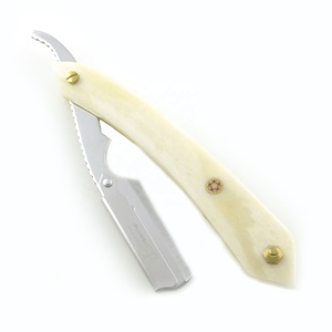 Navaja de Afeitar de Estilo Vintage con Mango de Madera e Incrustaciones Coloridas - Navaja de Afeitar Profesional para Barbería - Product Image 3