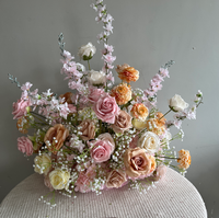 S719 Arrangement floral populaire en soie, fleurs d'hortensia blanches et bleues, fleurs artificielles pour allée de mariage et décoration de fête