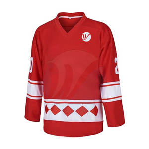 เสื้อเจอร์ซีย์ฮ็อกกี้น้ำแข็งวัสดุปรับแต่งได้ทนทานมีชื่อทีมออกแบบสำหรับชุดกีฬา - Product Image 2