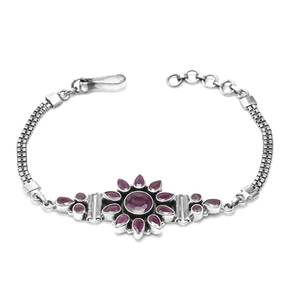 Ruby <b>Boho</b> 925 Sterling Silver Fine Charm <b>Bracelet</b> with Natural Gemstones Minimalist Wedding <b>Bracelet</b> for Gift - Product Image 1