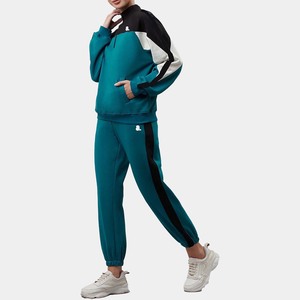 Conjunto de chándal con cremallera de bloque 100% de color algodón 2026 para mujer, ropa de calle de invierno transpirable, chándal con logotipo frontal, cierre 2 en 1 - Product Image 2