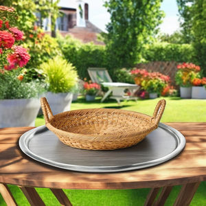 Tienphong Plateau conique rond décoratif en rotin fait à la main avec poignées en naturel pour pain Fruits légumes multifonctionnel - Product Image 4