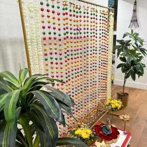 พวงมาลัยงานแต่งงานทำด้วยมือลูกปัดผ้าขนสัตว์ไข่มุกหลากสี Gota อินเดีย - Product Image 4