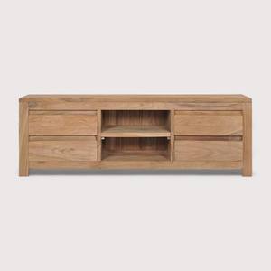 Contemporary Solid Teak Wood TV Cabinet Natural Untreated Wooden TV <b>Stands</b> for Bedroom Living Room Space-Saving Storage Shelves - Product Image 3