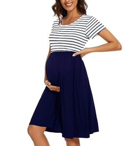 Vestido de embarazo de manga corta Casual Home OEM Ropa de maternidad Vestido de enfermería para amamantar Embarazo de lactancia - Product Image 4