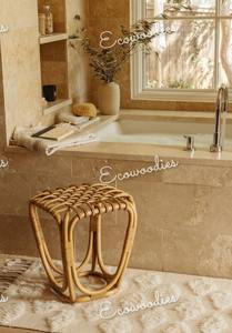 Taburete de mimbre de caña Vintage antiguo hecho a mano muebles de consola con incrustaciones de hueso otomano para sala de estar para apartamento - Product Image 5