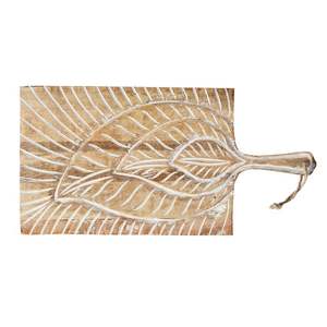 Tabla de cortar de madera de Acacia Rectangular hecha a mano, bandeja de servicio de cocina rústica tallada Floral, tabla de madera decorativa para servir - Product Image 4