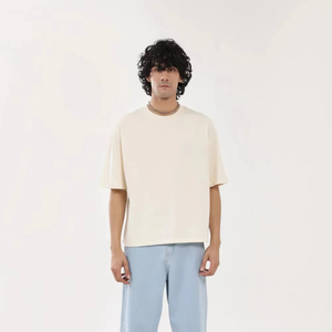 Camiseta de Hombre de Alta Calidad, Estampada, de Corte Holgado, 100% Algodón, Hombros Caídos, Color Sólido, Ecológica - Product Image 1