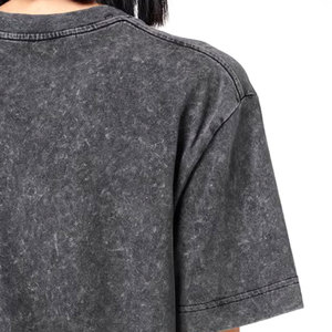 Camiseta desgastada de algodón pesado para mujer, Camiseta con estampado personalizado de ajuste Regular, camiseta negra personalizada Vintage con lavado ácido para mujer - Product Image 5