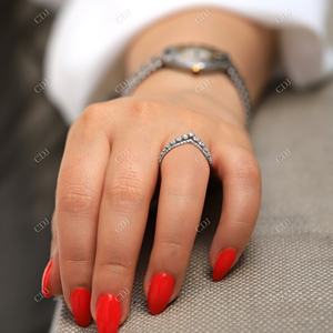 Bague de fiançailles flottante à Double Chevron, Top Moissanite indien, nouveau Design, bague de mariage, prix d'usine en gros, pour le vendeur - Product Image 4