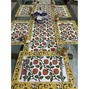 Block Printed <b>Table</b> <b>Cloth</b> <b>Runner</b> With Mats Set and Napkins Set Home Decor Kitchen Accessories Housewarming Gifts <b>Table</b> Decor - Product Image 1