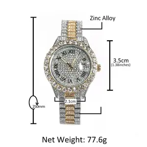 Latest Luxury Men's Stainless Steel Mechanical Wristwatch <b>18K</b> <b>Gold</b>/Silver VVS Cut Moissanite Diamond Quartz Hip Antique Sports - Product Image 3