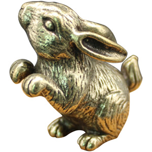 Laiton Lapin Sculpture Décoratif De Luxe Solide Objet Meilleurs Prix En Gros Solide Lapin Figurine De Table Showpiece Décor À La Maison - Product Image 3