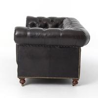 Modernes Konvertierbares 3-Sitzer Chesterfield-Sofa aus Echtleder mit Holzrahmen Luxuriöse Wohnzimmermöbel für Schulen