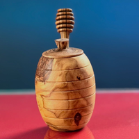 Pot à miel rond en bois écologique classique avec couvercle pour la cuisine, stockage de miel biologique personnalisé par un artisan