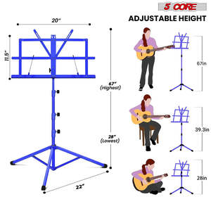 5 Core Music <b>Stand</b> Adjustable <b>Desktop</b> Book <b>Stands</b> Portable Sheet Holder All Metal Foldable Bookstand - Product Image 6