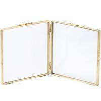 Cadre photo flottant moderne doré, nouveau support de table en laiton, double face en verre, porte-photo fait main, cadre métallique durable