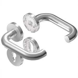 Juego de Rosetas de Acero Inoxidable Rondo H1.0 EST en Forma de U PZ DIN para Manijas de Puertas y Ventanas Izquierda/Derecha D/D BKS - Product Image 3