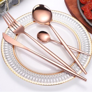 Juego de cubiertos de Metal con forma de bambú para restaurante, conjunto de vajilla de alta calidad chapado en oro y acero inoxidable para postres y cucharas, 2 piezas - Product Image 4