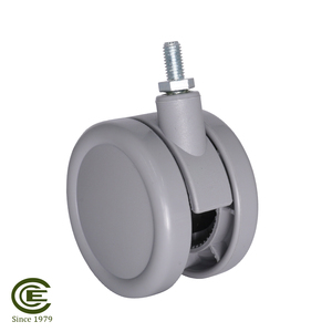 Twin Wheel Caster 75mm Nylon Swivel Rigid <b>Threaded</b> Stem Mounting for Furniture - Product Image 4