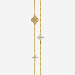 Bracelet à breloques religieuses en or blanc 92,5 plaqué or rose et rhodium, incrusté de diamants, motif clé et fleur, platine, modèle 191381 - Product Image 3