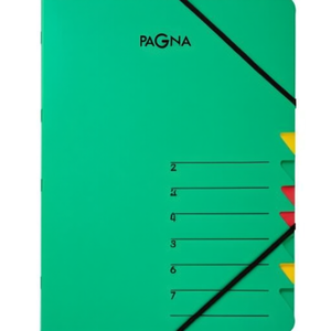 Pagna Easy Din <b>A4</b> 225g/m Pressed Chipboard File <b>Folder</b> Green with Multicolored 7 Compartments - Product Image 2