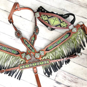 Sillín inglés de cuero genuino Multicolor, equipo de equitación de temporada con cuentas ligeras, cuello de pecho occidental - Product Image 1