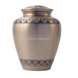 Urna para adultos de alta calidad, urna funeraria de cremación grabada en aluminio y Metal, urnas decorativas funerarias con acabado de oro antiguo - Product Image 1