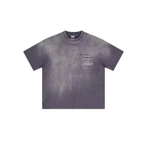 เสื้อยืดแขนสั้นสไตล์วินเทจของผู้ชายเสื้อออกแบบให้เป็นกรดทรงหลวมวัสดุโพลีเอสเตอร์/ ผ้าฝ้ายฉบับล่าสุด - Product Image 5