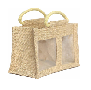 Sac fourre-tout en chanvre et jute écologique imprimé personnalisé Sac à main en toile de jute réutilisable avec poignée en coton Logo simple et uni pour cadeaux - Product Image 6