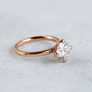 7mm Cut Moissanite Diamond Engagement <b>Ring</b> | Classic <b>Solitaire</b> Bridal Wedding <b>Ring</b> | Sterling <b>Silver</b> 18K Rose Gold Plating <b>Ring</b> - Product Image 2